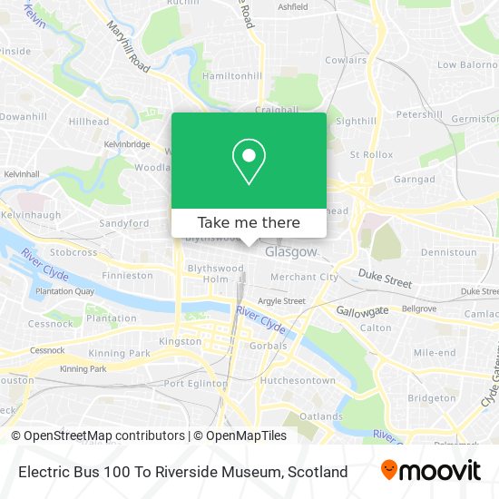Electric Bus 100 To Riverside Museum map