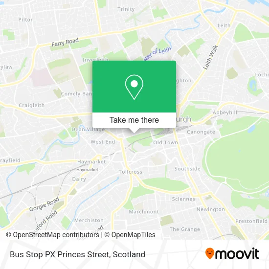 Bus Stop PX Princes Street map