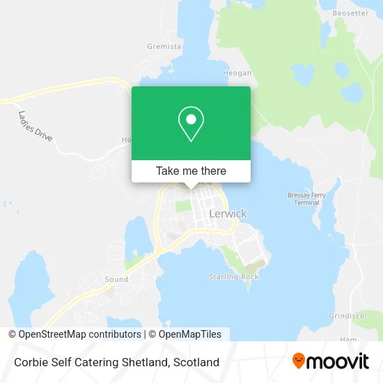 Corbie Self Catering Shetland map