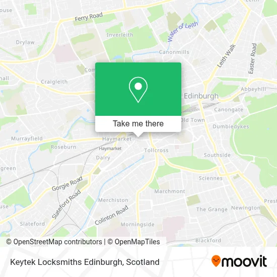 Keytek Locksmiths Edinburgh map