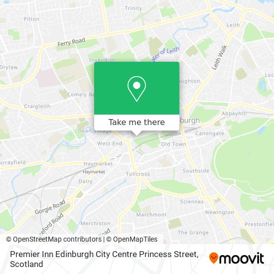 Premier Inn Edinburgh City Centre Princess Street map