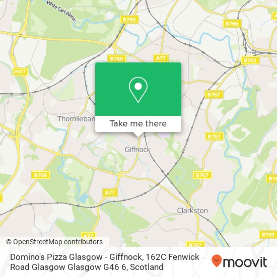 Domino's Pizza Glasgow - Giffnock, 162C Fenwick Road Glasgow Glasgow G46 6 map