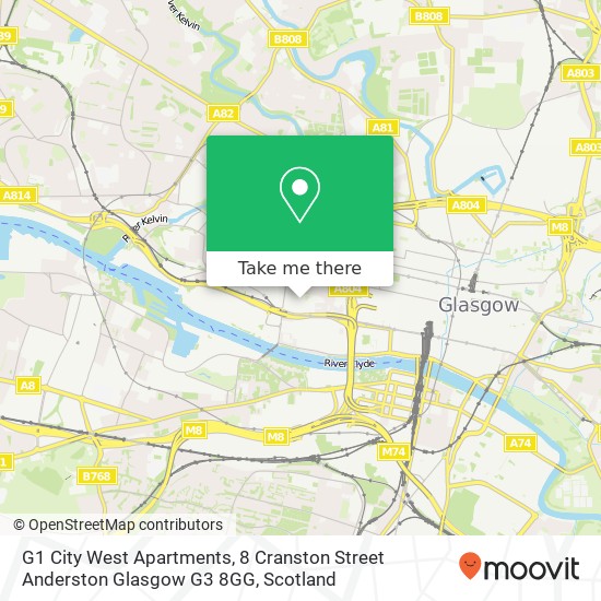 G1 City West Apartments, 8 Cranston Street Anderston Glasgow G3 8GG map