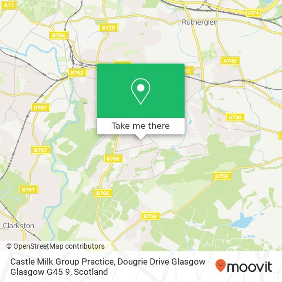 Castle Milk Group Practice, Dougrie Drive Glasgow Glasgow G45 9 map