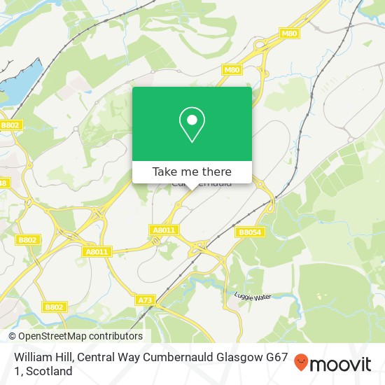 William Hill, Central Way Cumbernauld Glasgow G67 1 map