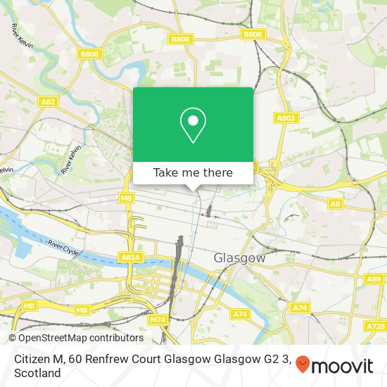 Citizen M, 60 Renfrew Court Glasgow Glasgow G2 3 map