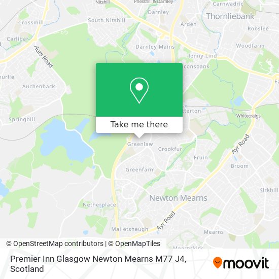 Premier Inn Glasgow Newton Mearns M77 J4 map