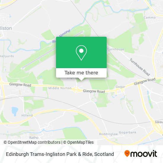 Edinburgh Trams-Ingliston Park & Ride map