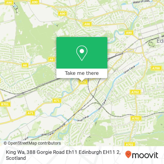 King Wa, 388 Gorgie Road Eh11 Edinburgh EH11 2 map