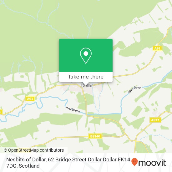 Nesbits of Dollar, 62 Bridge Street Dollar Dollar FK14 7DG map