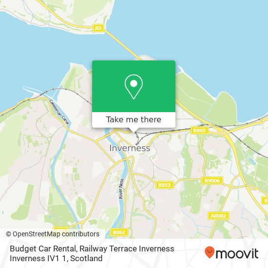 Budget Car Rental, Railway Terrace Inverness Inverness IV1 1 map