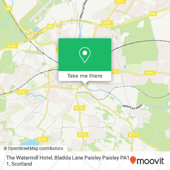 The Watermill Hotel, Bladda Lane Paisley Paisley PA1 1 map