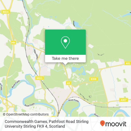 Commonwealth Games, Pathfoot Road Stirling University Stirling FK9 4 map