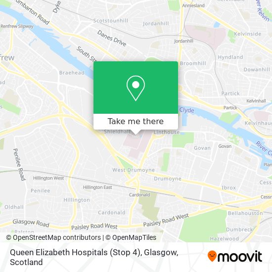 Queen Elizabeth Hospitals (Stop 4), Glasgow map