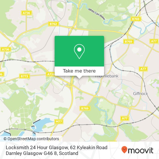 Locksmith 24 Hour Glasgow, 62 Kyleakin Road Darnley Glasgow G46 8 map