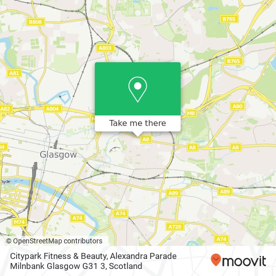 Citypark Fitness & Beauty, Alexandra Parade Milnbank Glasgow G31 3 map