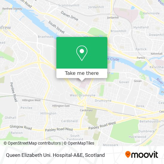 Queen Elizabeth Uni. Hospital-A&E map