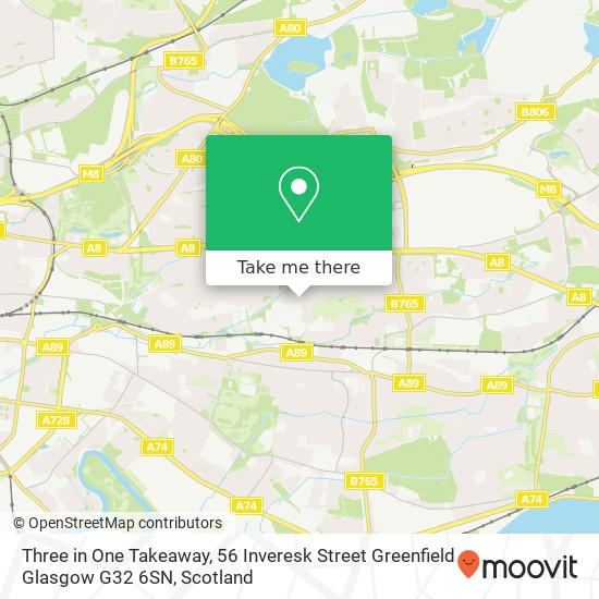 Three in One Takeaway, 56 Inveresk Street Greenfield Glasgow G32 6SN map