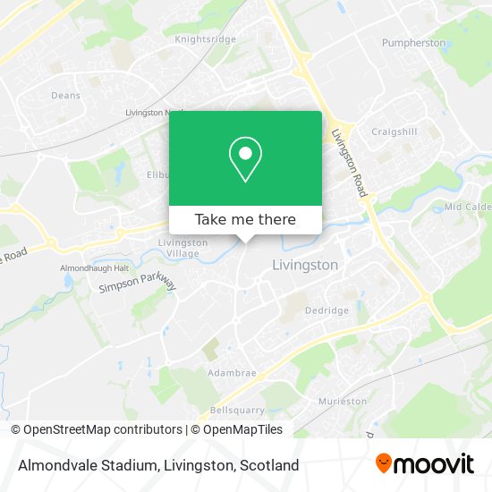 Almondvale Stadium, Livingston map