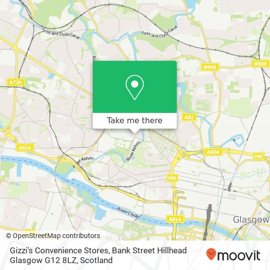 Gizzi's Convenience Stores, Bank Street Hillhead Glasgow G12 8LZ map