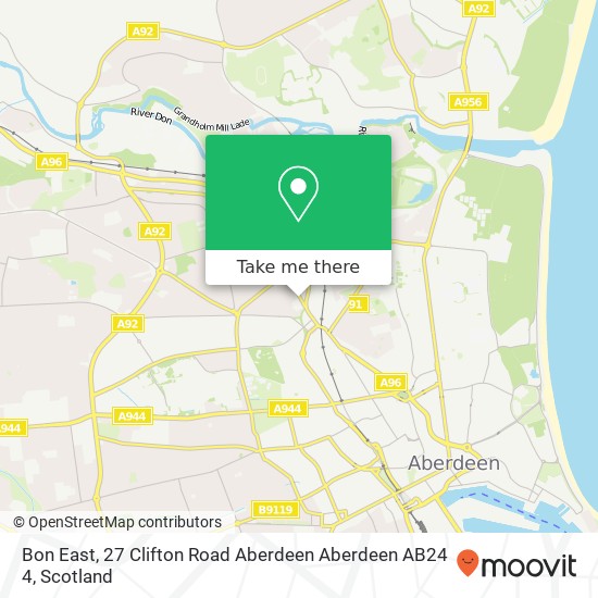 Bon East, 27 Clifton Road Aberdeen Aberdeen AB24 4 map