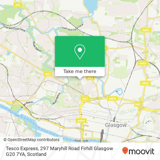 Tesco Express, 297 Maryhill Road Firhill Glasgow G20 7YA map