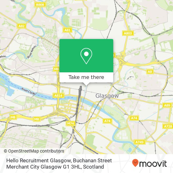 Hello Recruitment Glasgow, Buchanan Street Merchant City Glasgow G1 3HL map
