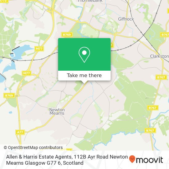Allen & Harris Estate Agents, 112B Ayr Road Newton Mearns Glasgow G77 6 map