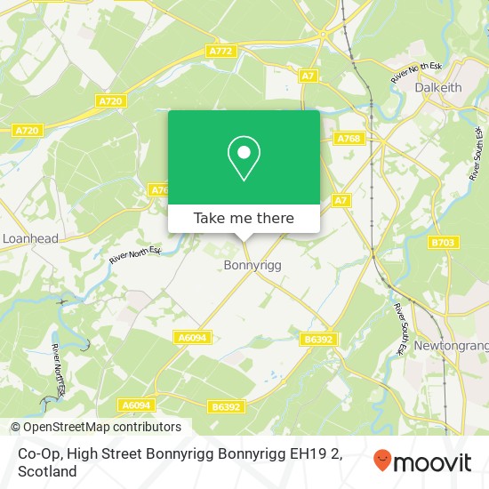 Co-Op, High Street Bonnyrigg Bonnyrigg EH19 2 map