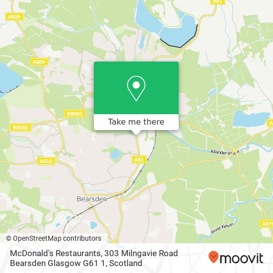McDonald's Restaurants, 303 Milngavie Road Bearsden Glasgow G61 1 map
