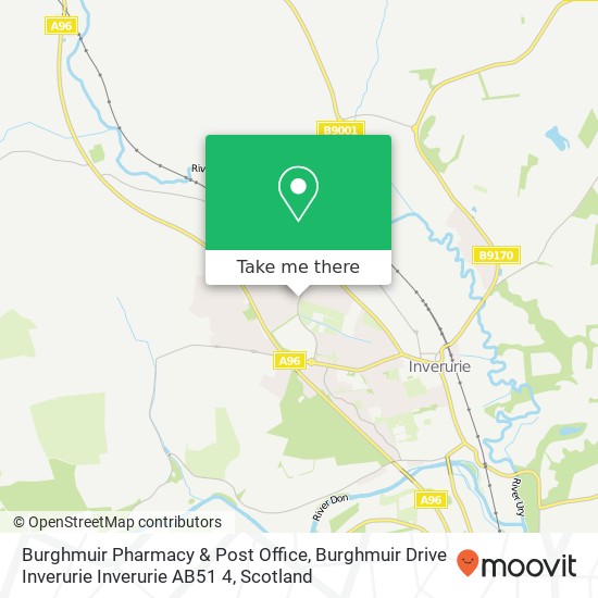 Burghmuir Pharmacy & Post Office, Burghmuir Drive Inverurie Inverurie AB51 4 map