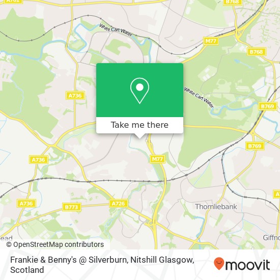 Frankie & Benny's @ Silverburn, Nitshill Glasgow map