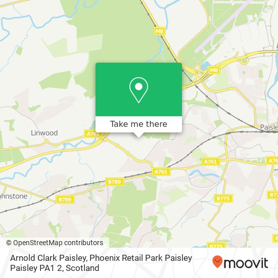 Arnold Clark Paisley, Phoenix Retail Park Paisley Paisley PA1 2 map