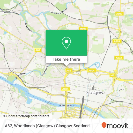 A82, Woodlands (Glasgow) Glasgow map