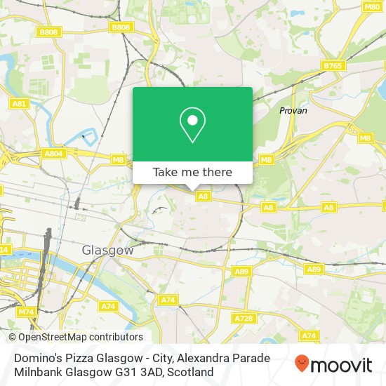 Domino's Pizza Glasgow - City, Alexandra Parade Milnbank Glasgow G31 3AD map