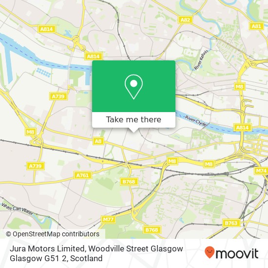Jura Motors Limited, Woodville Street Glasgow Glasgow G51 2 map