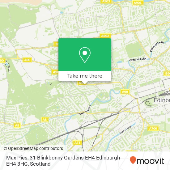 Max Pies, 31 Blinkbonny Gardens EH4 Edinburgh EH4 3HG map