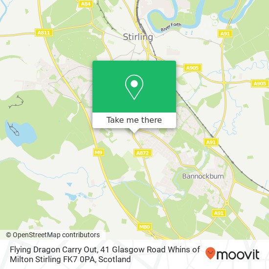 Flying Dragon Carry Out, 41 Glasgow Road Whins of Milton Stirling FK7 0PA map