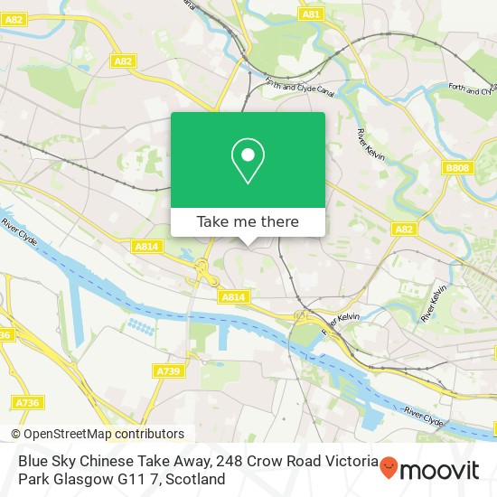 Blue Sky Chinese Take Away, 248 Crow Road Victoria Park Glasgow G11 7 map