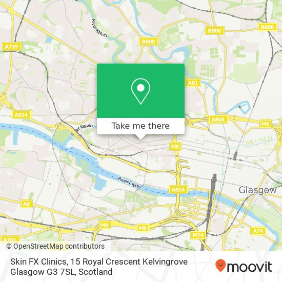 Skin FX Clinics, 15 Royal Crescent Kelvingrove Glasgow G3 7SL map