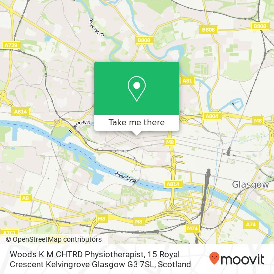 Woods K M CHTRD Physiotherapist, 15 Royal Crescent Kelvingrove Glasgow G3 7SL map