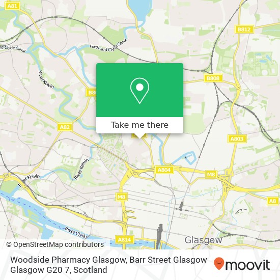 Woodside Pharmacy Glasgow, Barr Street Glasgow Glasgow G20 7 map