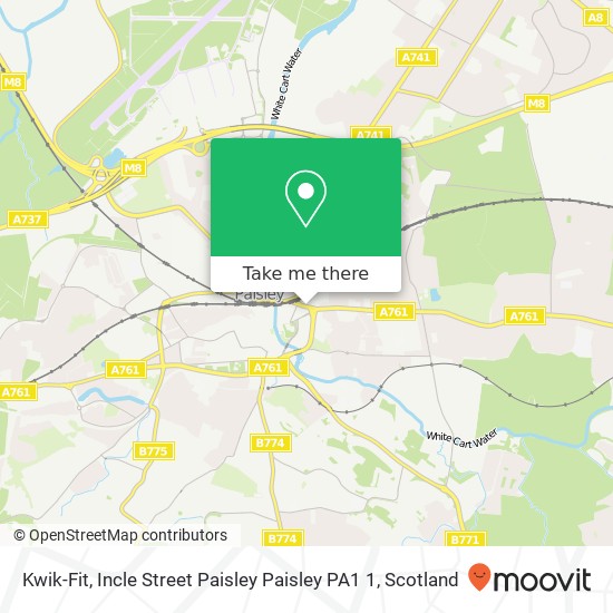 Kwik-Fit, Incle Street Paisley Paisley PA1 1 map