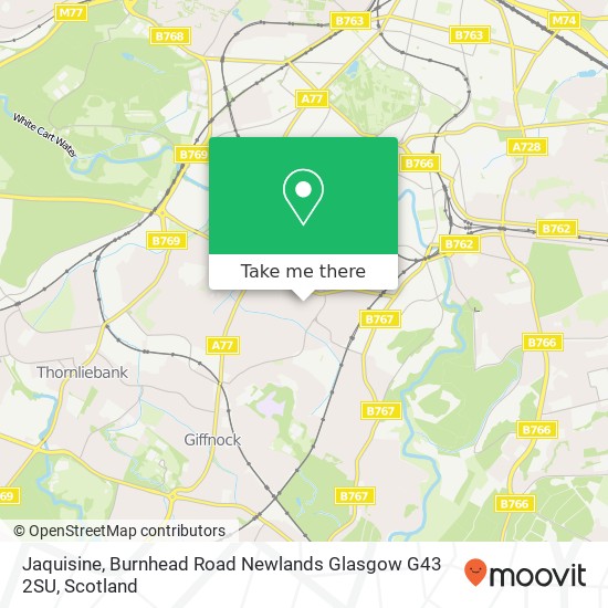 Jaquisine, Burnhead Road Newlands Glasgow G43 2SU map