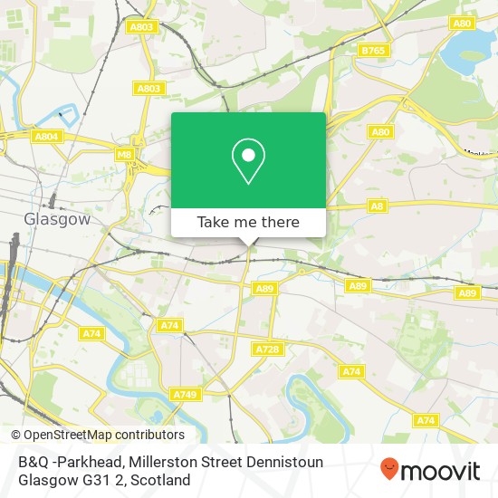B&Q -Parkhead, Millerston Street Dennistoun Glasgow G31 2 map