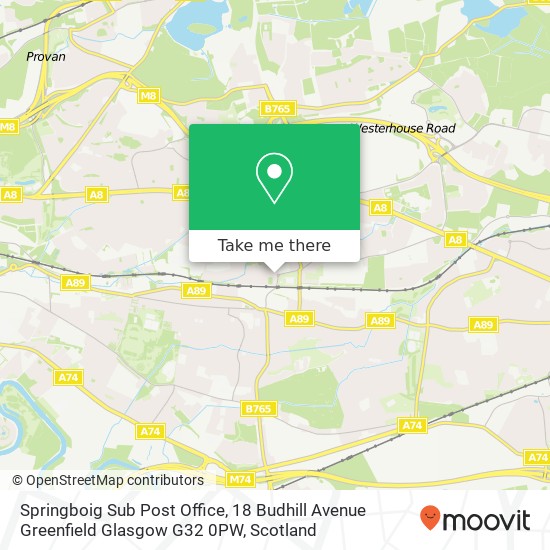 Springboig Sub Post Office, 18 Budhill Avenue Greenfield Glasgow G32 0PW map