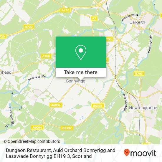 Dungeon Restaurant, Auld Orchard Bonnyrigg and Lasswade Bonnyrigg EH19 3 map