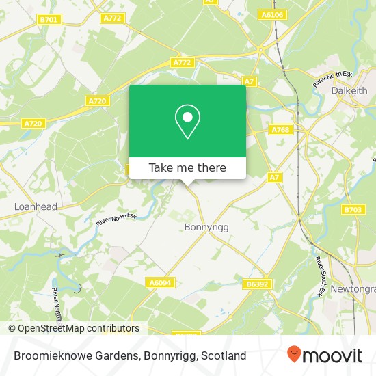 Broomieknowe Gardens, Bonnyrigg map