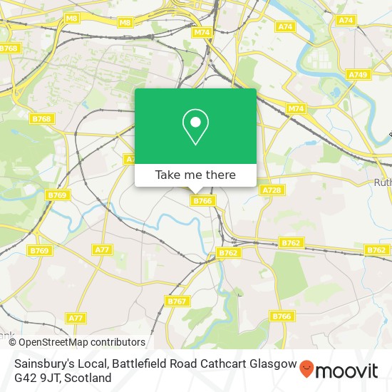 Sainsbury's Local, Battlefield Road Cathcart Glasgow G42 9JT map