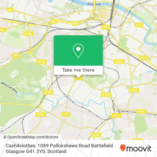 Cash4clothes, 1089 Pollokshaws Road Battlefield Glasgow G41 3YG map